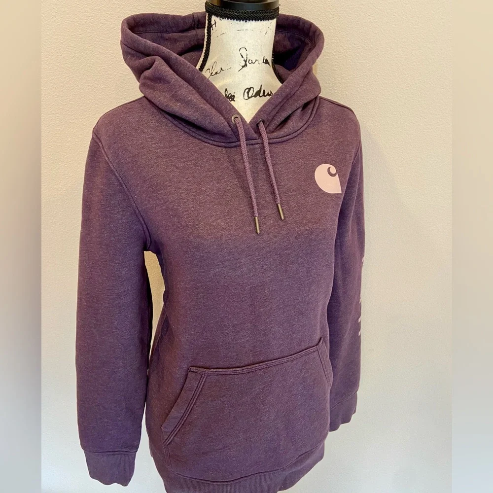 Carhartt Clarksburg Logo Graphic Hoodie Pullover Thick Relaxed Sweatshirt Medium - Picture 3 of 10